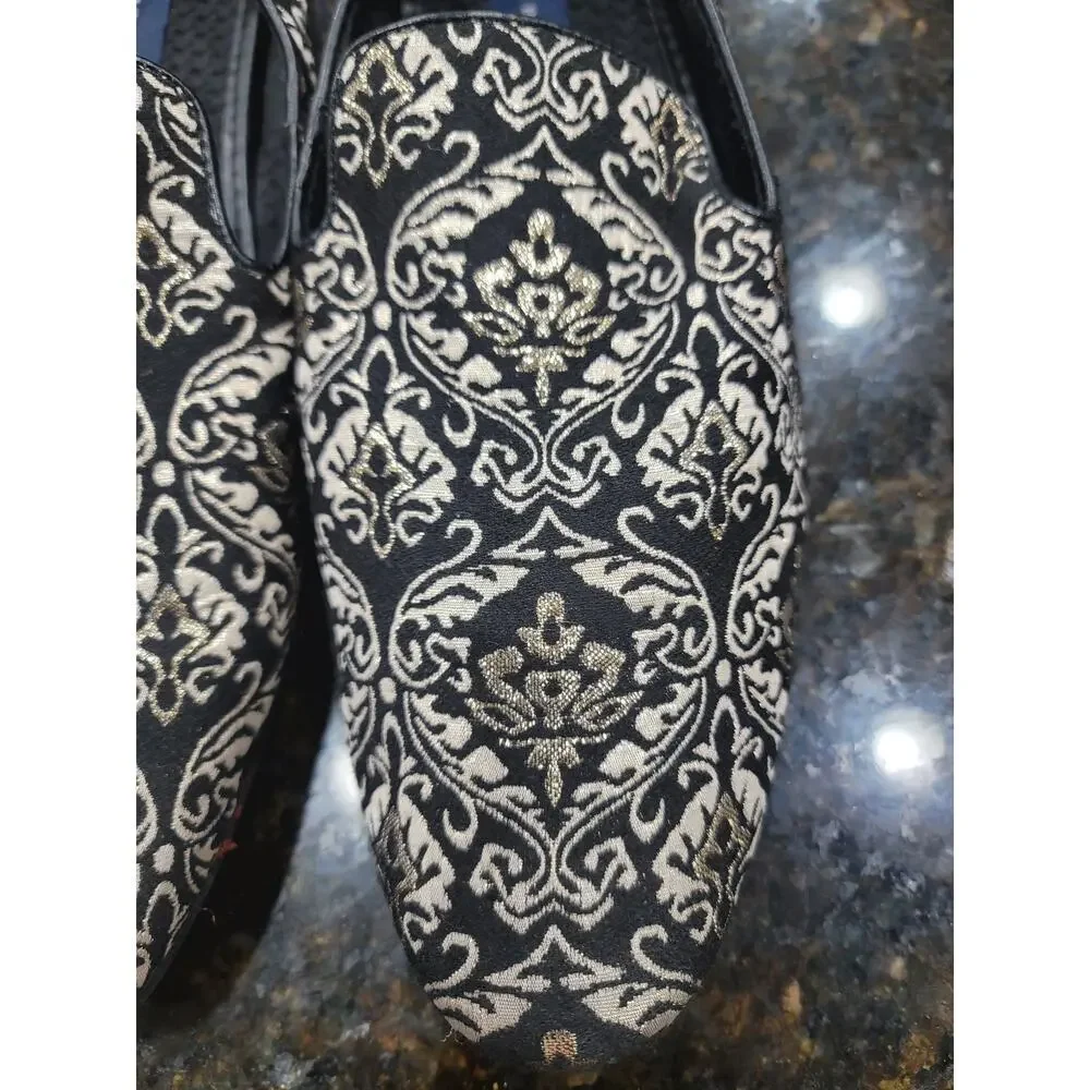 Giorgio Brutini Loafer Shoes Mens Size 11M Black Paisley Print Round Toe Slip On
